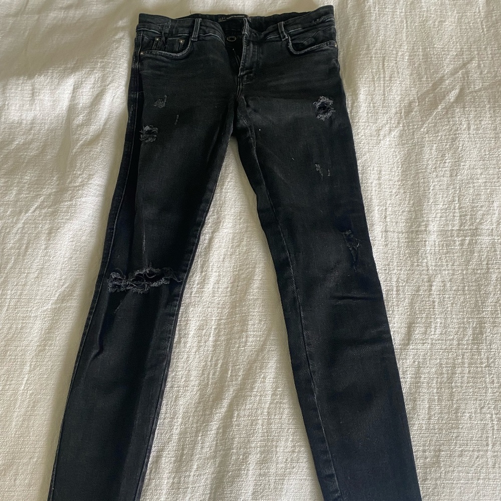 Distressed Black Zara Jeans